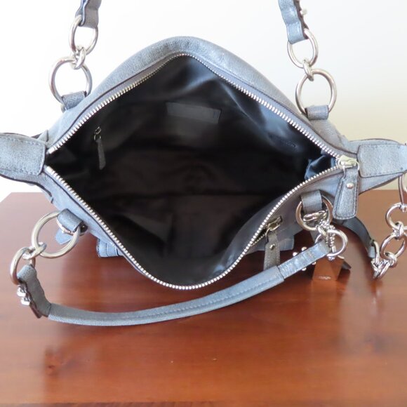 COACH Kristin Laila Pinnacle Round Satchel Shimmer Slate gray leather EUC 19343 - Picture 11 of 13